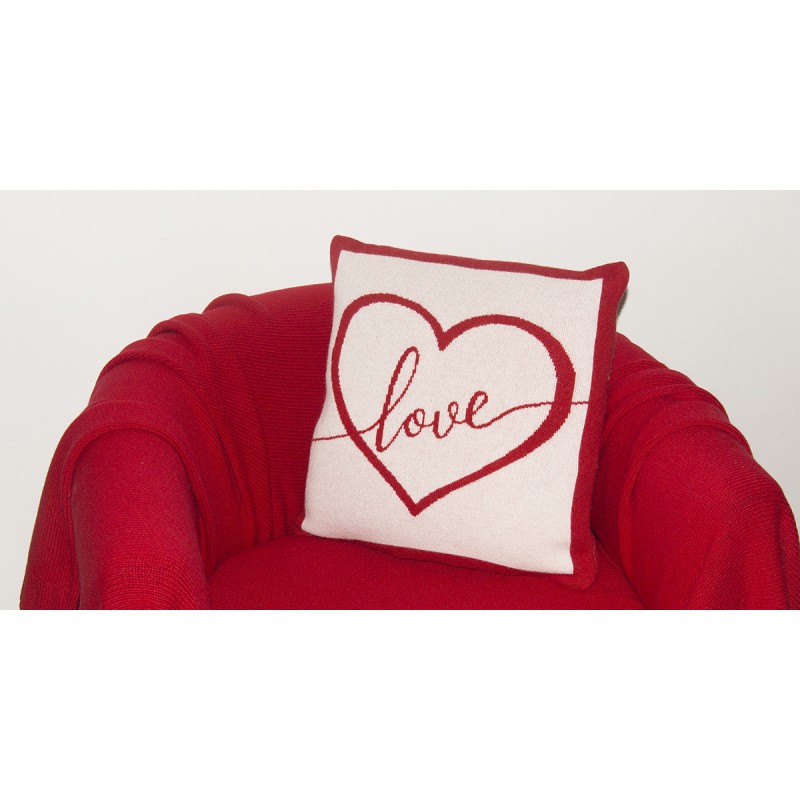 Decorative Valentine Pillow - Pillow in cotton & PillowCase made in Cashmere Blend - size 40cm x 40cm